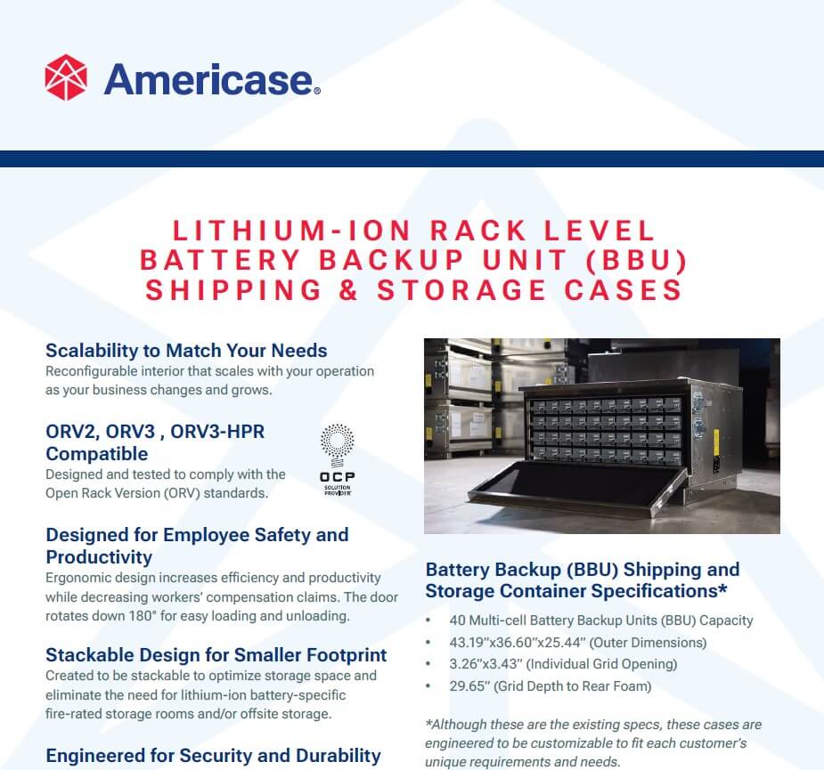 Li-Ion Rack Level Battery Backup Unit (BBU) Case Specifications